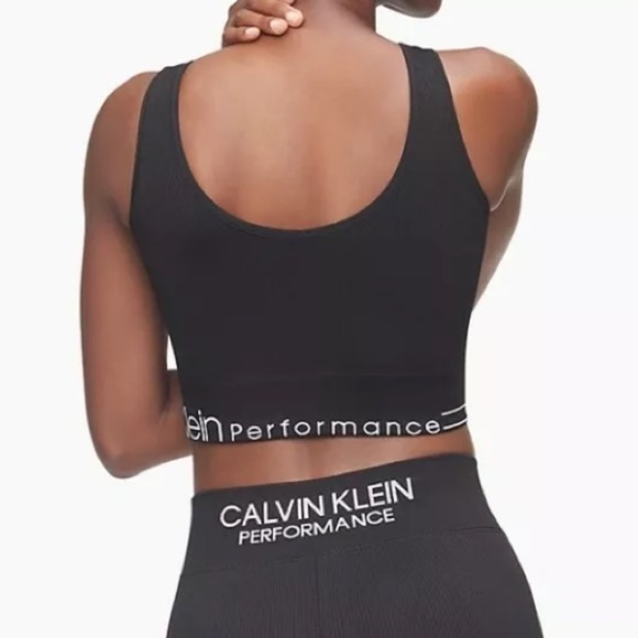 Calvin Klein Performance Medium Impact Ribbed Longline Sports Bra Large - Picture 2 of 7